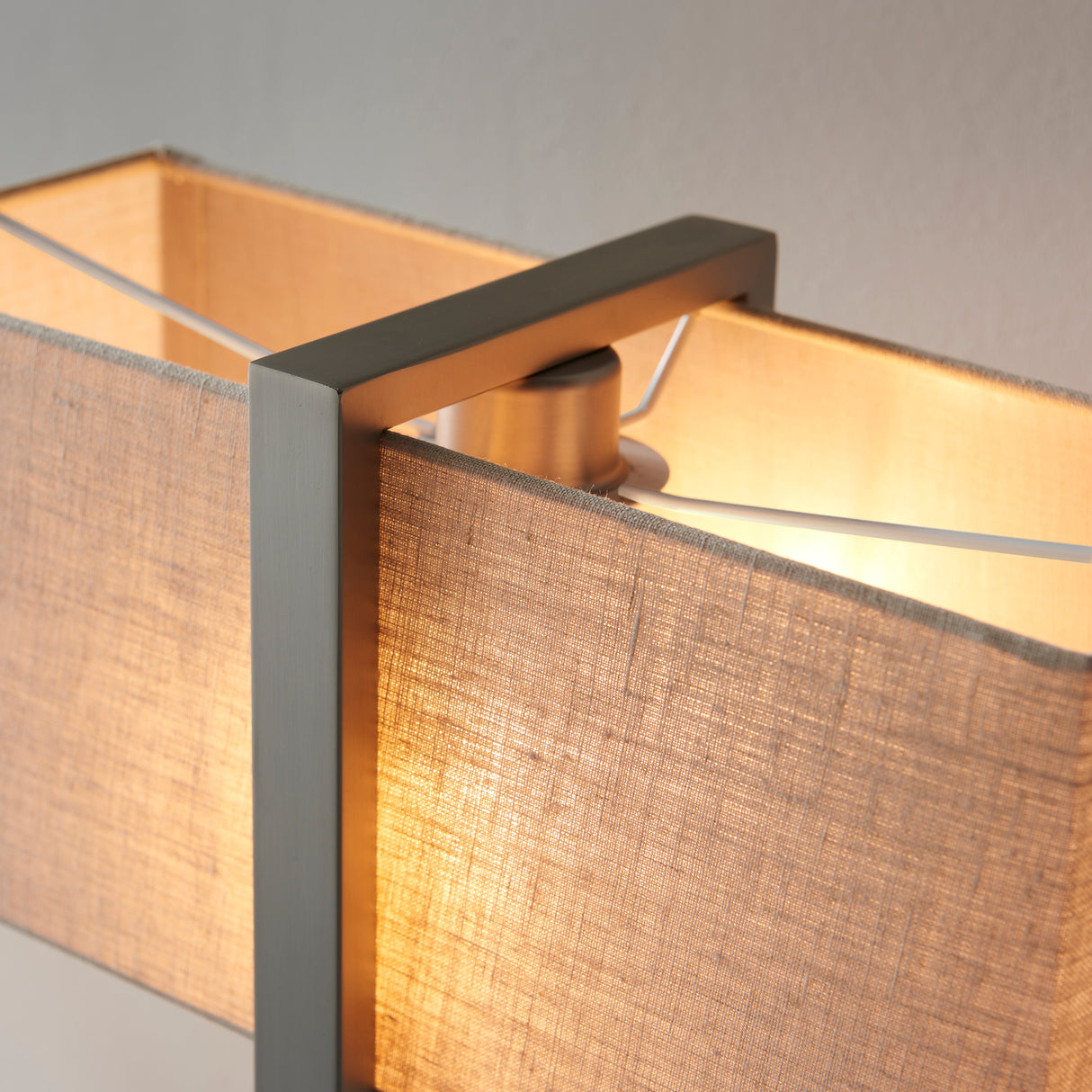 Garonne Table Lamp Satin Nickel w/ Natural Shade - Comet Lighting