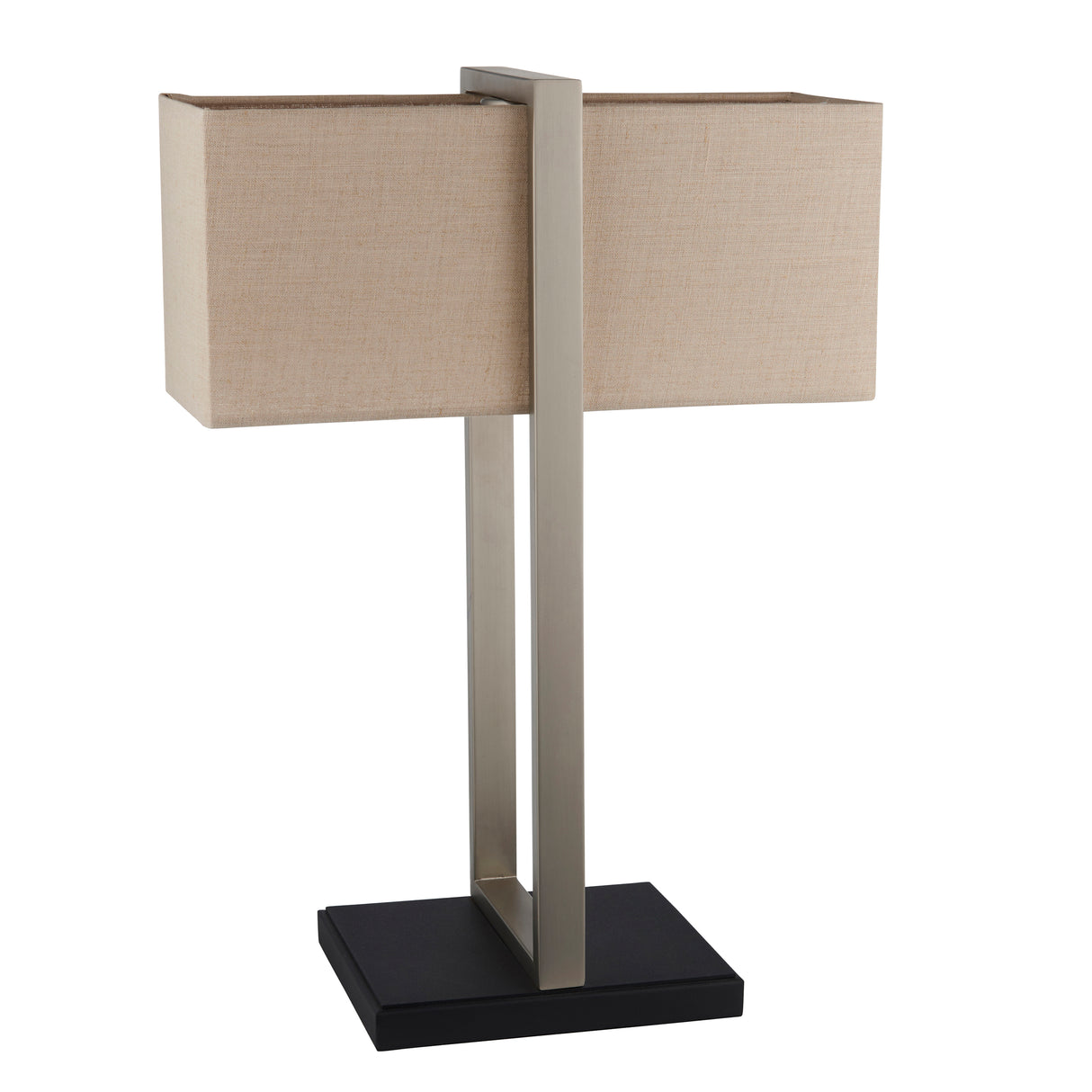 Garonne Table Lamp Satin Nickel w/ Natural Shade - Comet Lighting