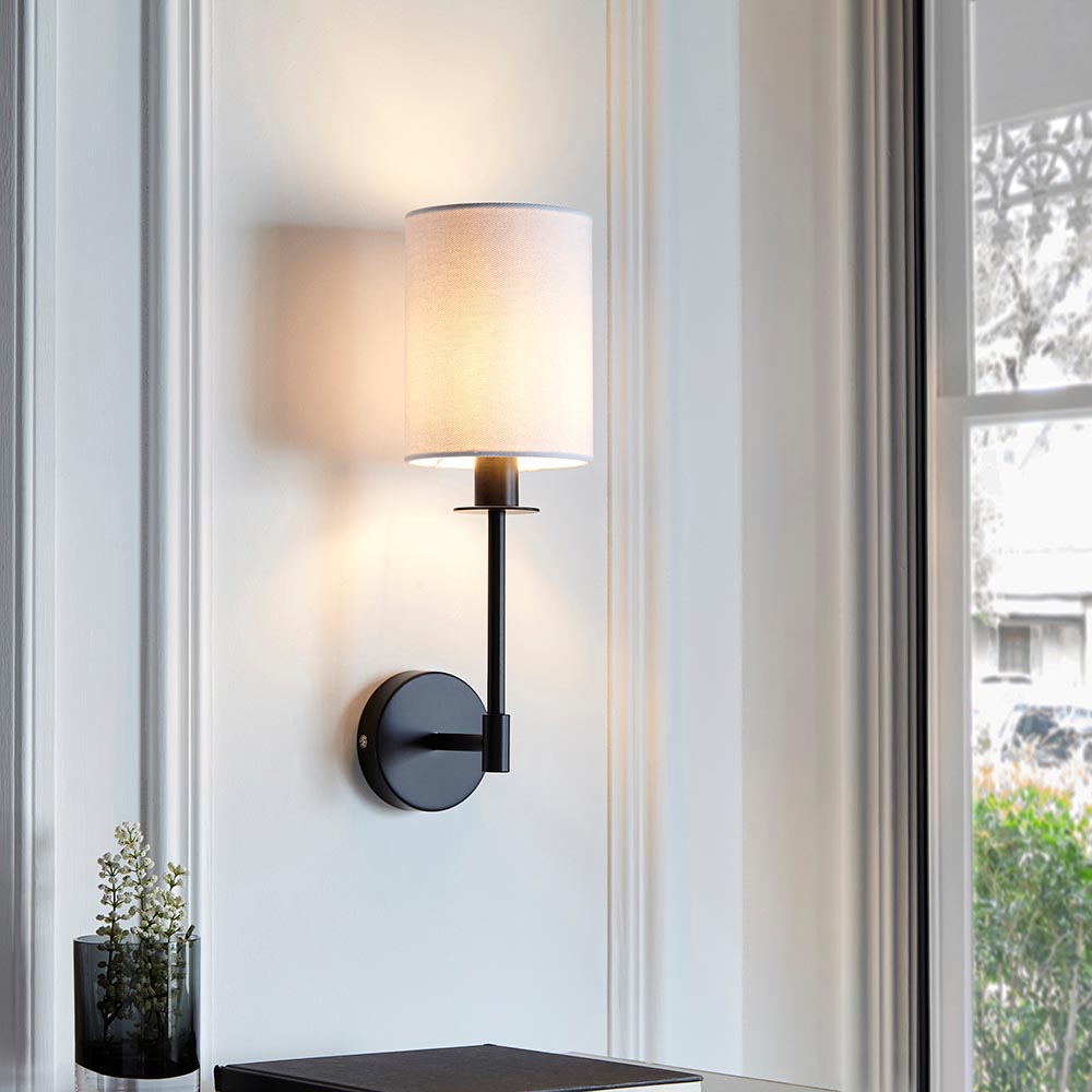 Sancerre Wall Matt black & vintage white fabric