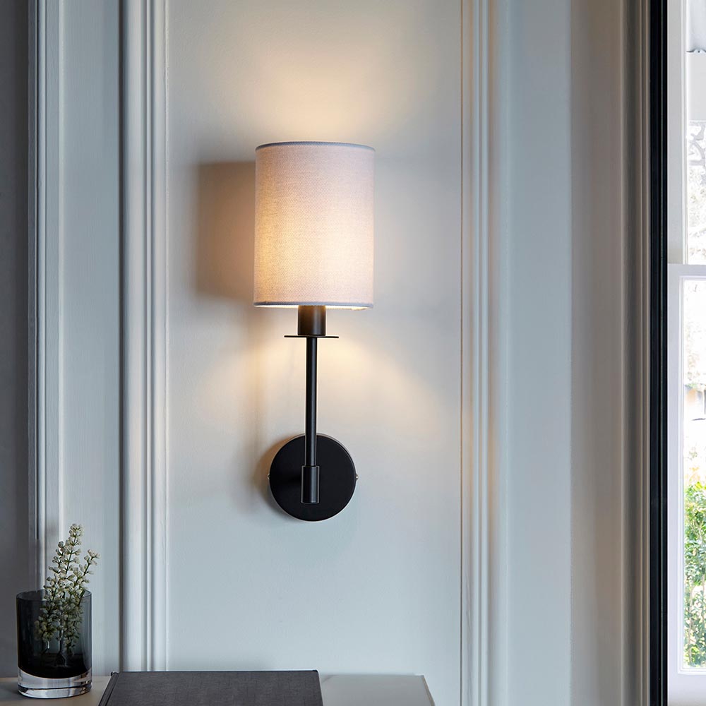 Sancerre Wall Matt black & vintage white fabric