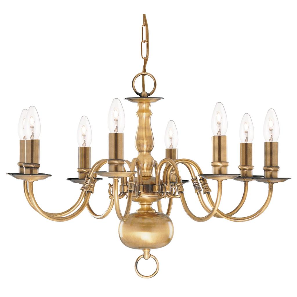 Flemish 8Lt Pendant - Solid Brass Metal - Comet Lighting