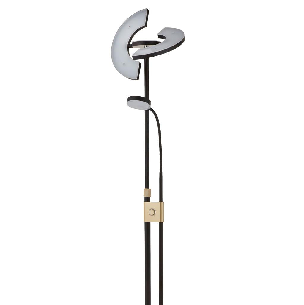 Putford LED Mother & Child Floor Lamp Matt Black & Satin Brass - Comet Lighting