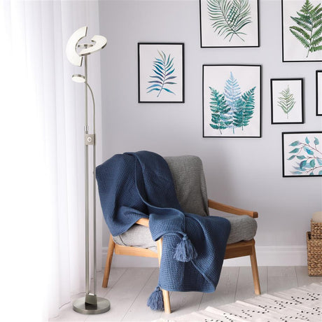 Putford LED Mother & Child Floor Lamp Satin Nickel & Chrome - Comet Lighting