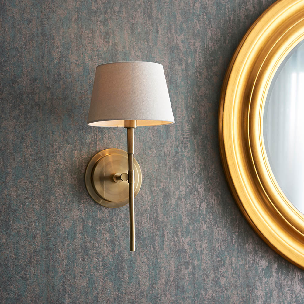 Rennes & Cici Wall Antique brass plate & ivory linen mix fabric