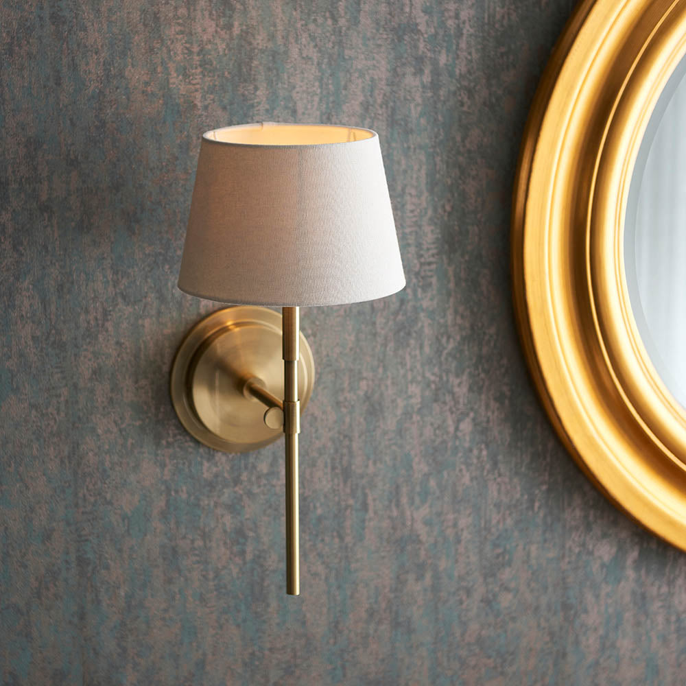 Rennes & Cici Wall Antique brass plate & ivory linen mix fabric