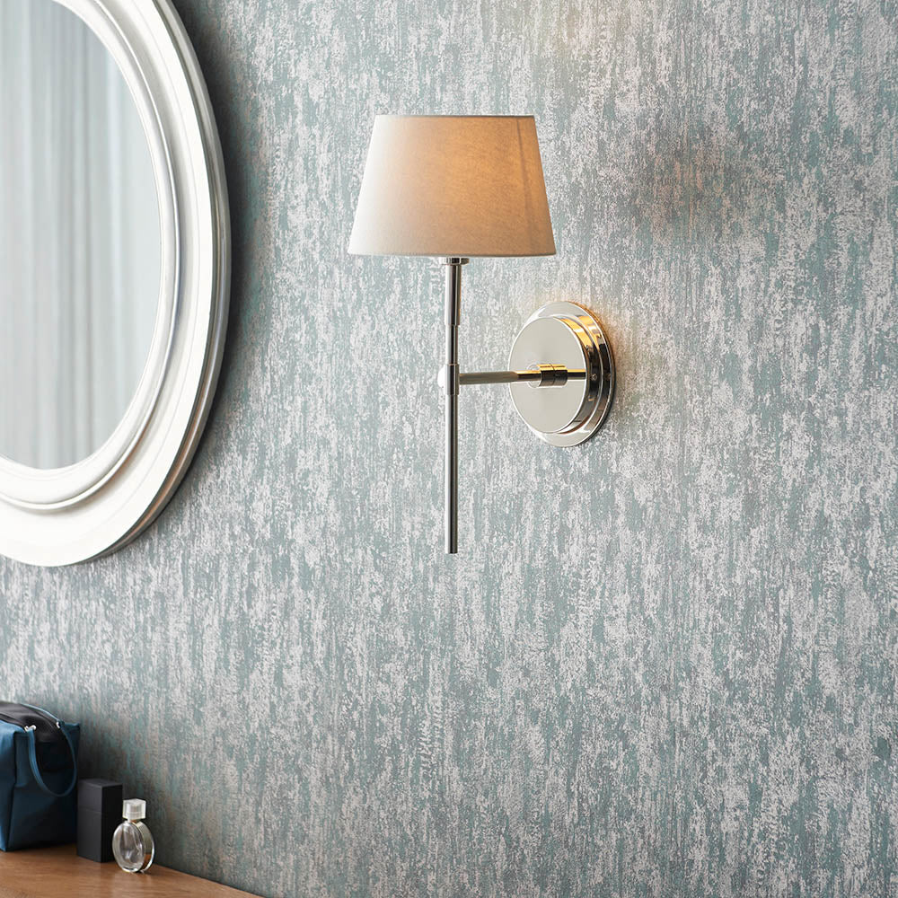 Rennes & Cici Wall Bright nickel plate & ivory linen mix fabric