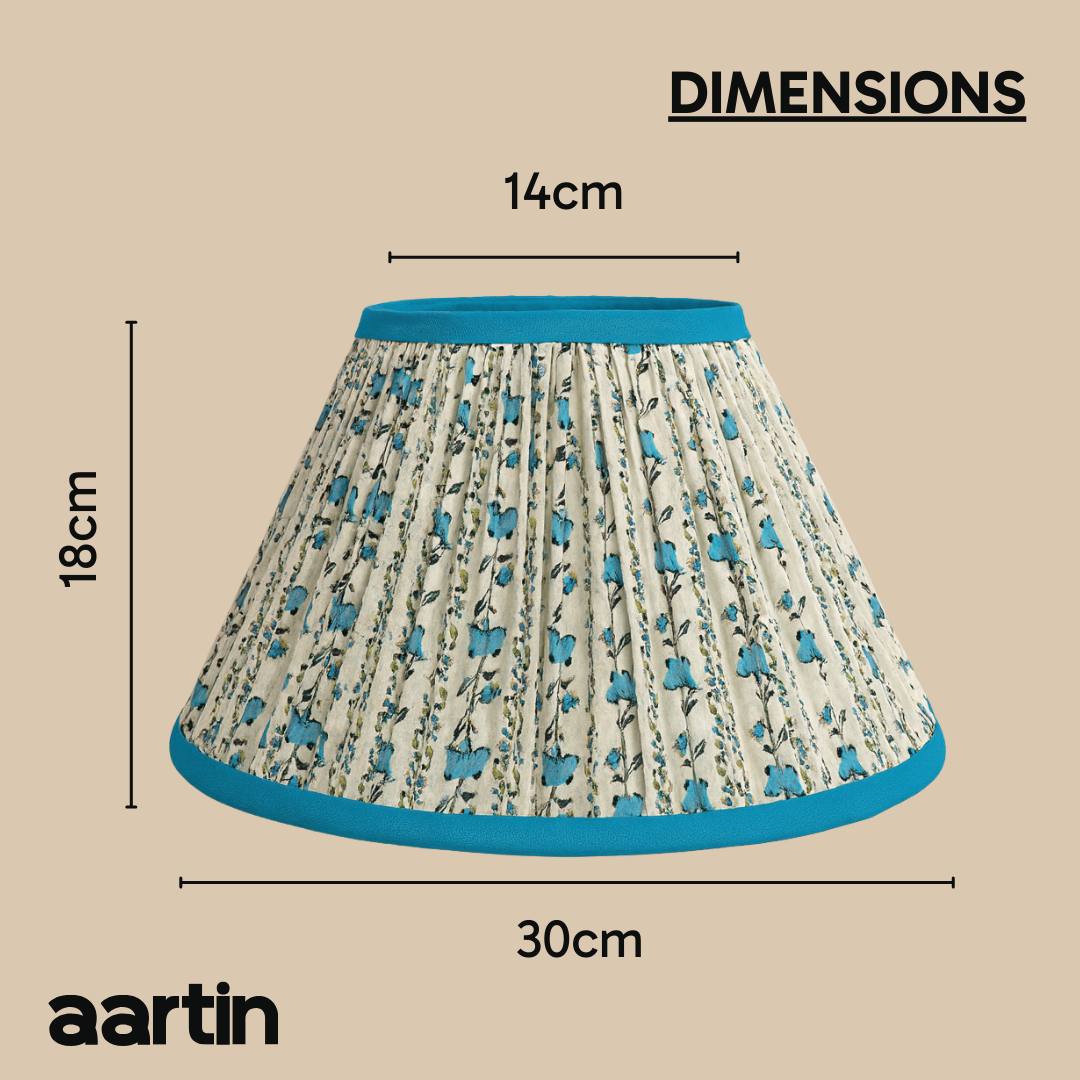 AARTIN 30 CM BLUE WILLOW EMPIRE GATHERED LAMPSHADE IN COTTON