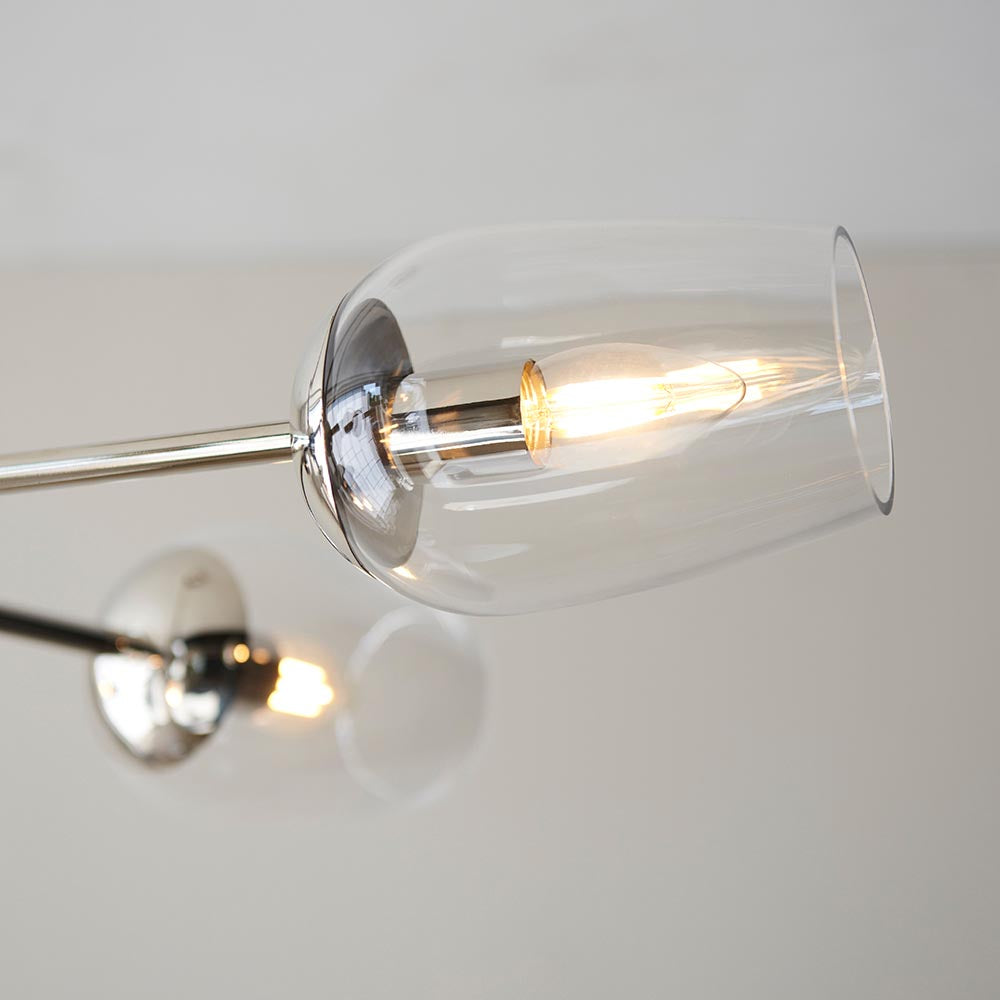 Maeve 6lt Pendant Bright nickel plate & clear glass