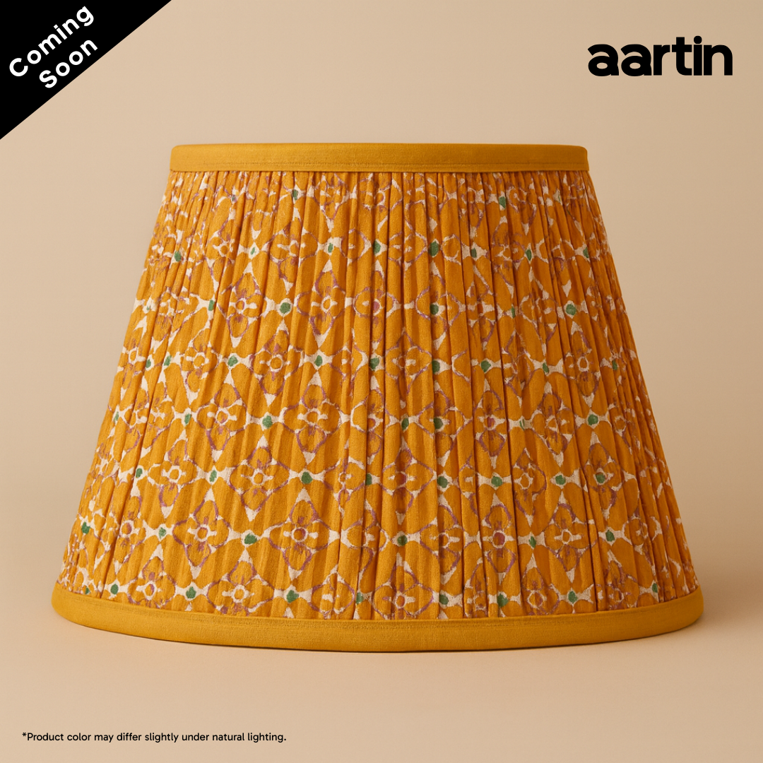 AARTIN 35 CM GOLDEN CIRCUIT STRAIGHT EMPIRE GATHERED LAMPSHADE IN COTTON