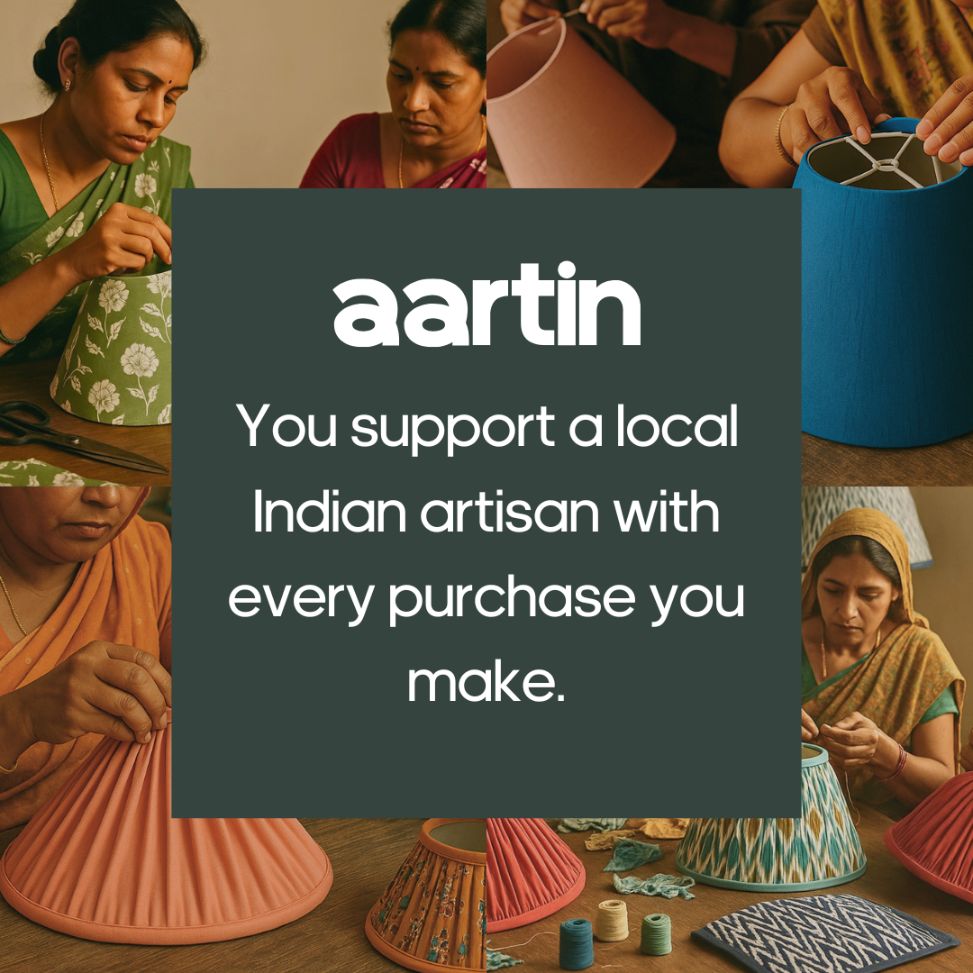 AARTIN 30 CM BLUE WILLOW EMPIRE GATHERED LAMPSHADE IN COTTON