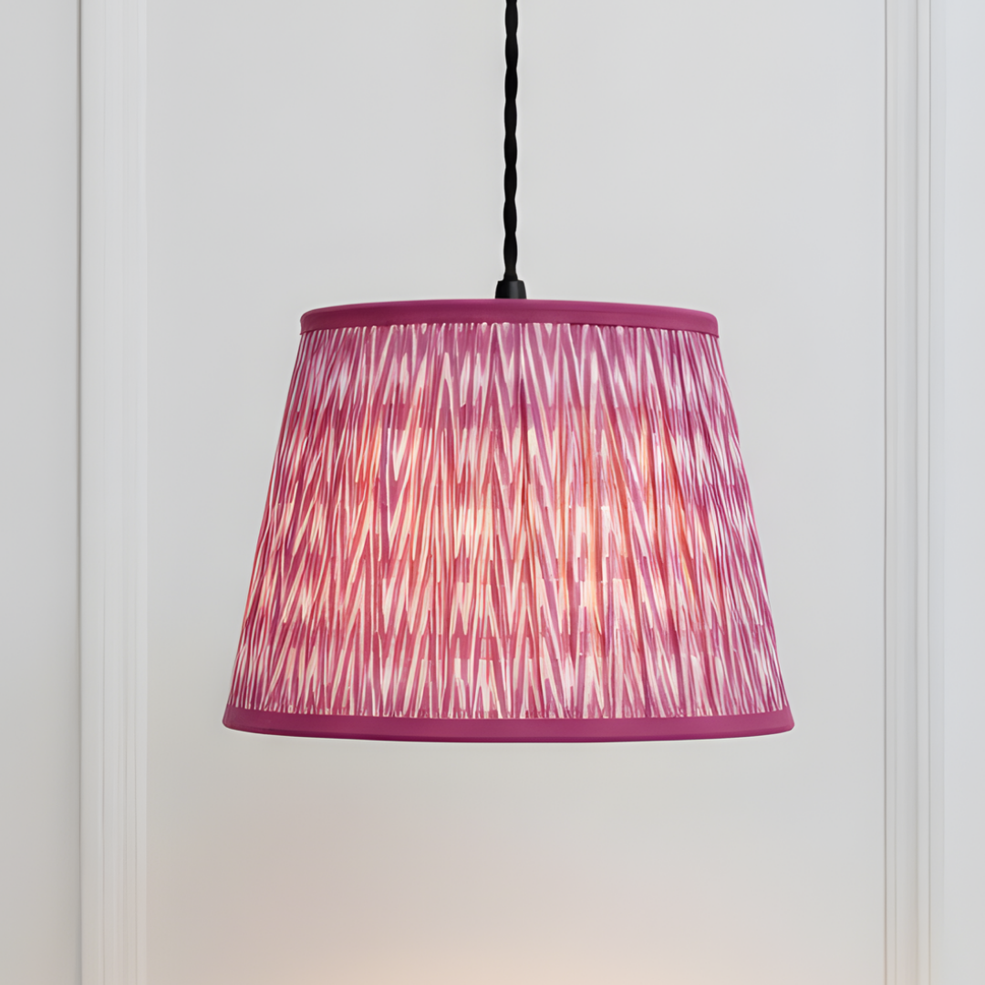 AARTIN 35 CM Pink Chevrons Cotton Lampshade - Straight Empire ( Shade Only )
