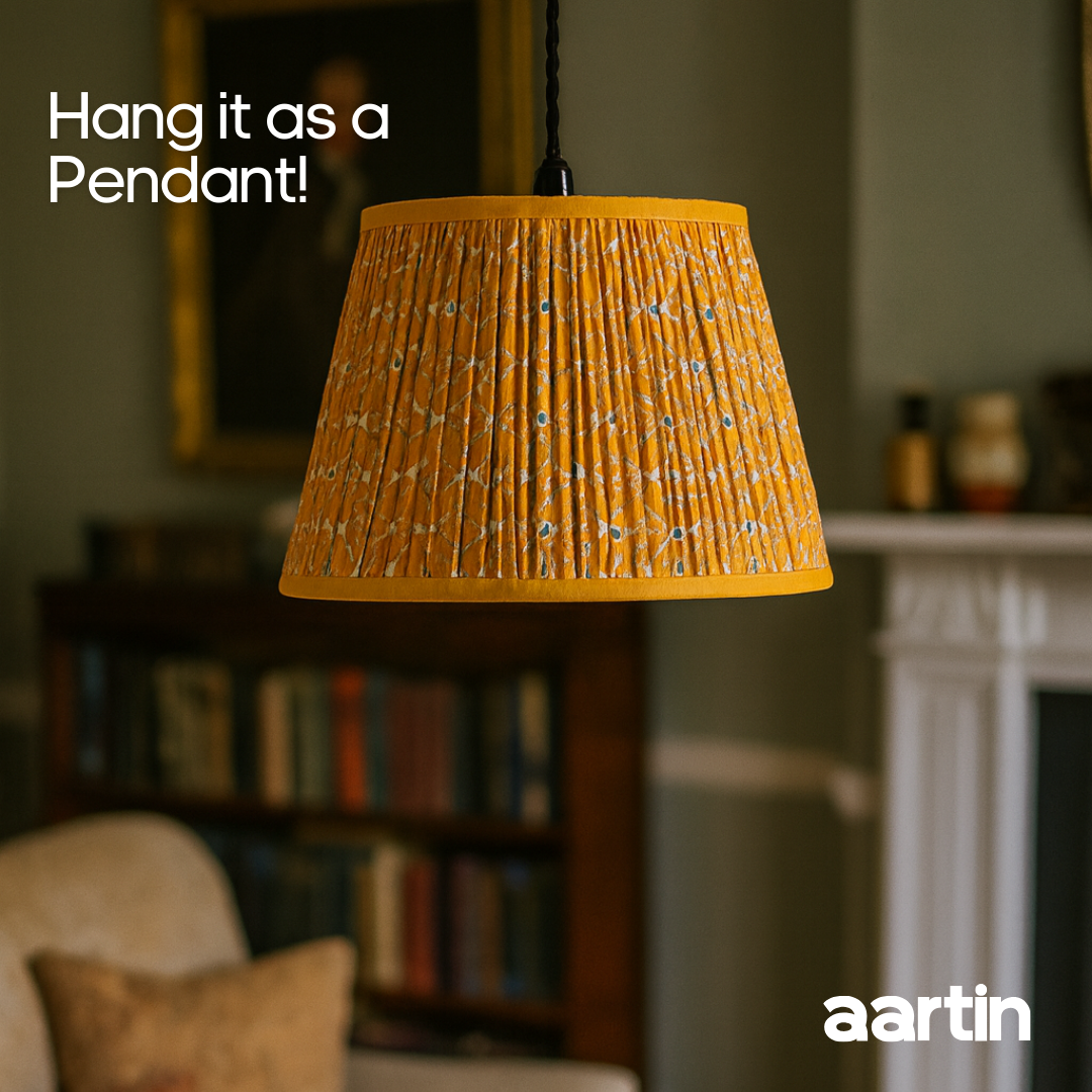 AARTIN 35 CM GOLDEN CIRCUIT STRAIGHT EMPIRE GATHERED LAMPSHADE IN COTTON