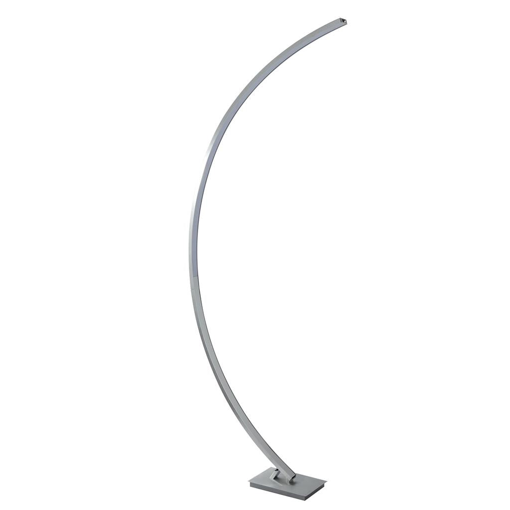 Colton LED Curved Floor Lamp - Satin Silver & Opal