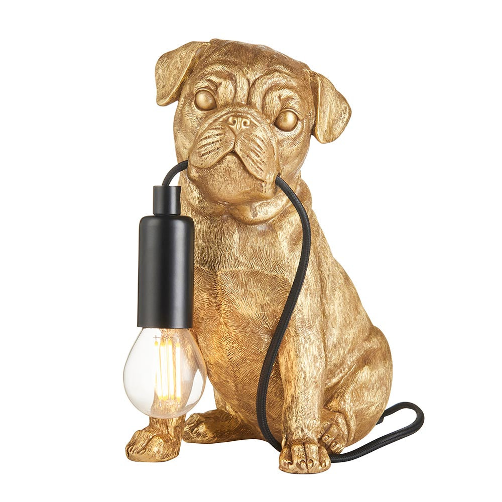 Pug puppy Table Vintage gold paint & matt black