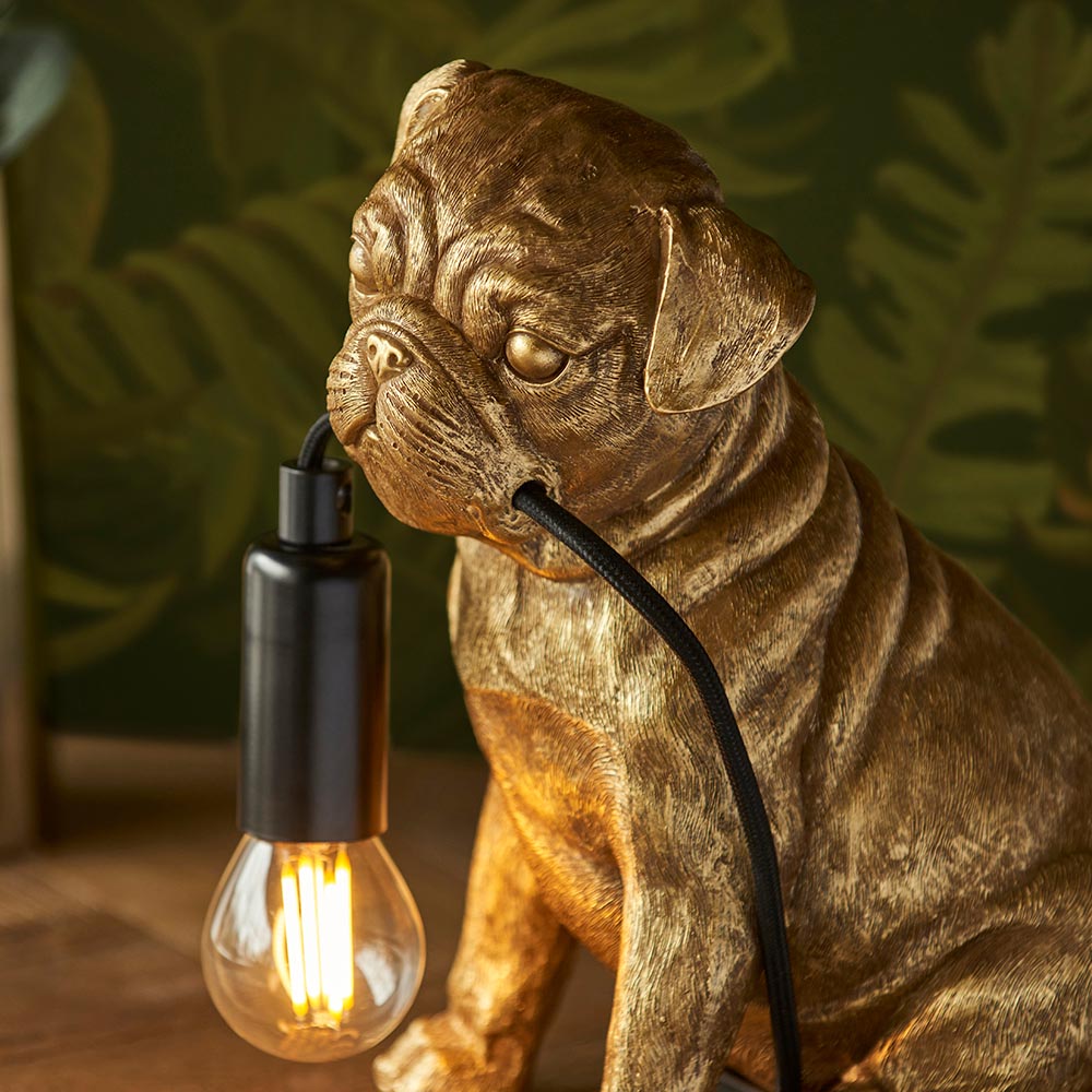 Pug puppy Table Vintage gold paint & matt black