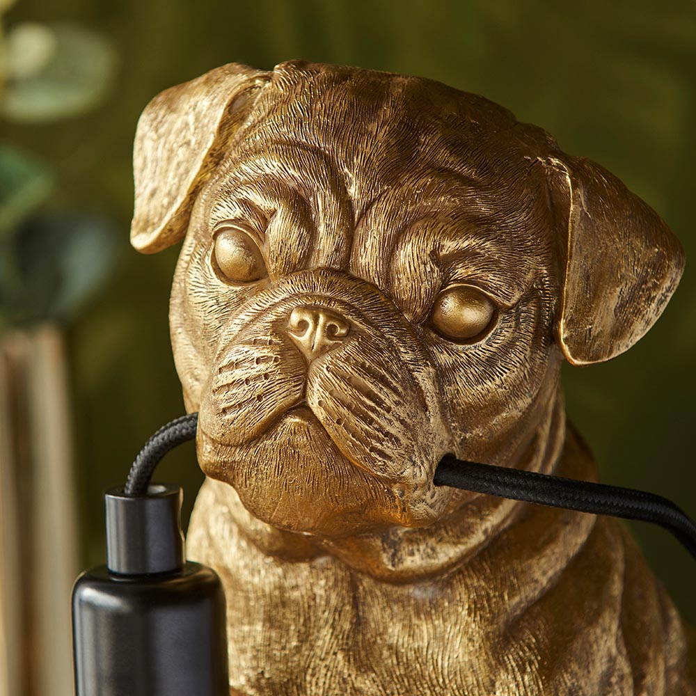 Pug puppy Table Vintage gold paint & matt black