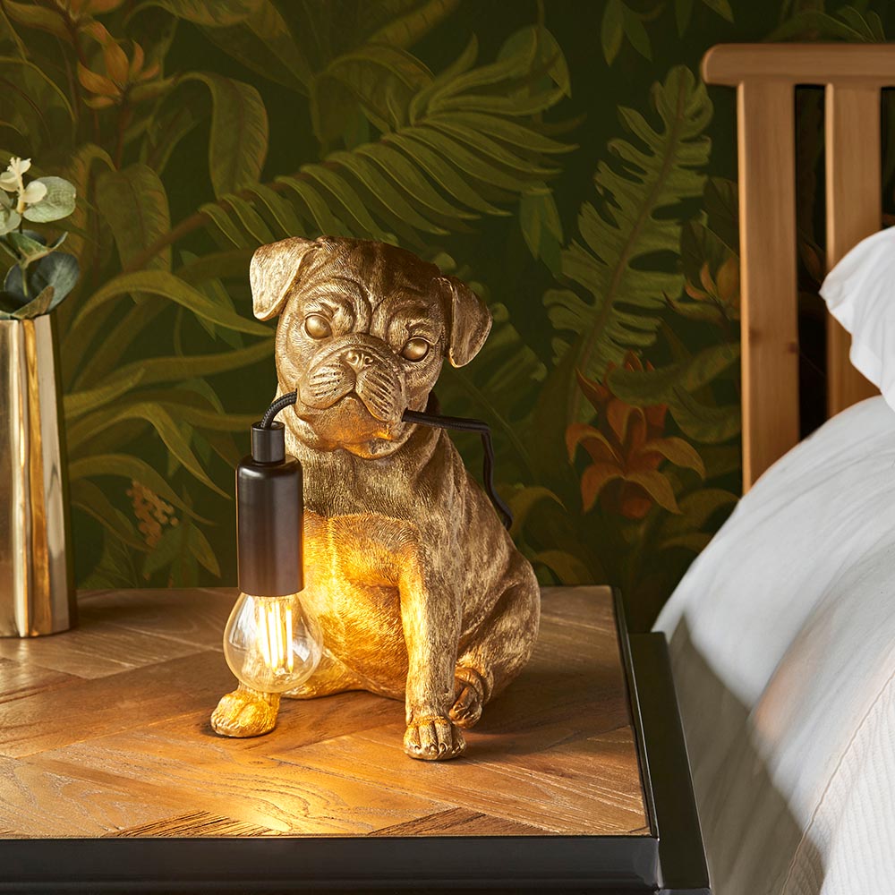 Pug puppy Table Vintage gold paint & matt black