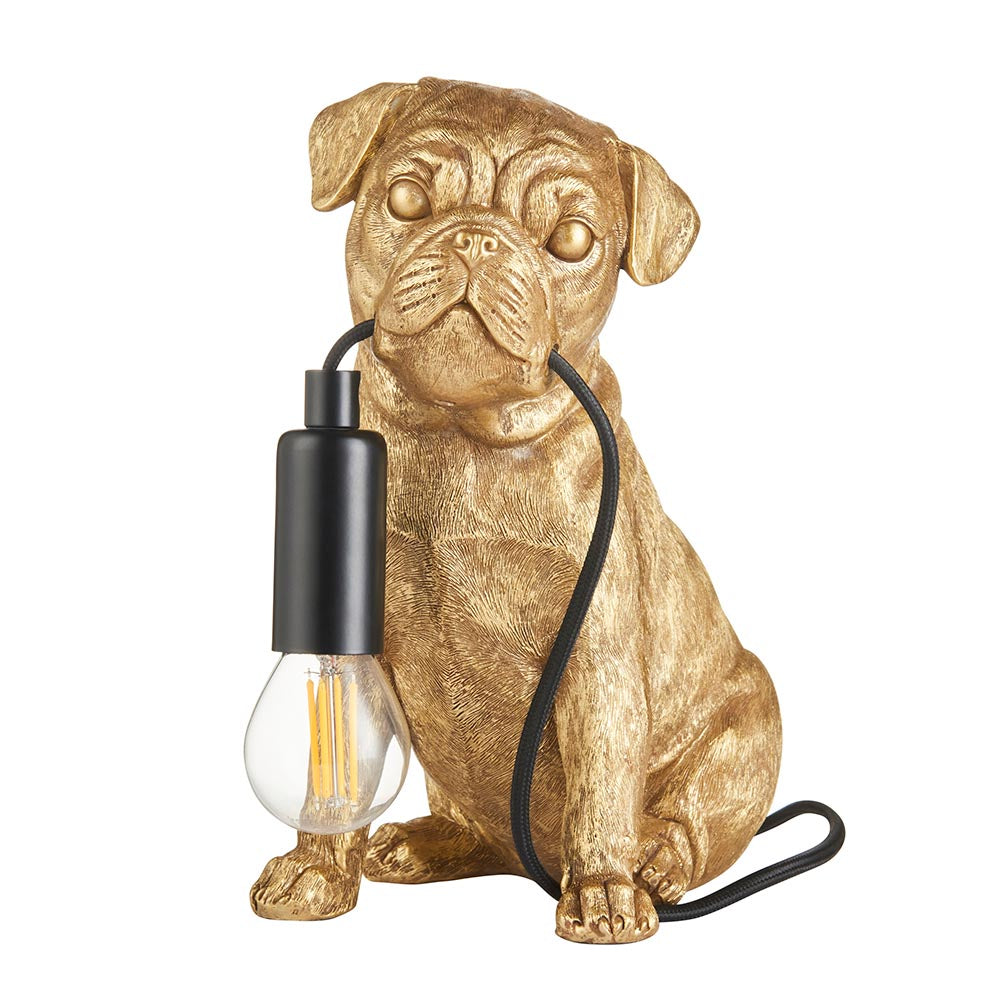 Pug puppy Table Vintage gold paint & matt black