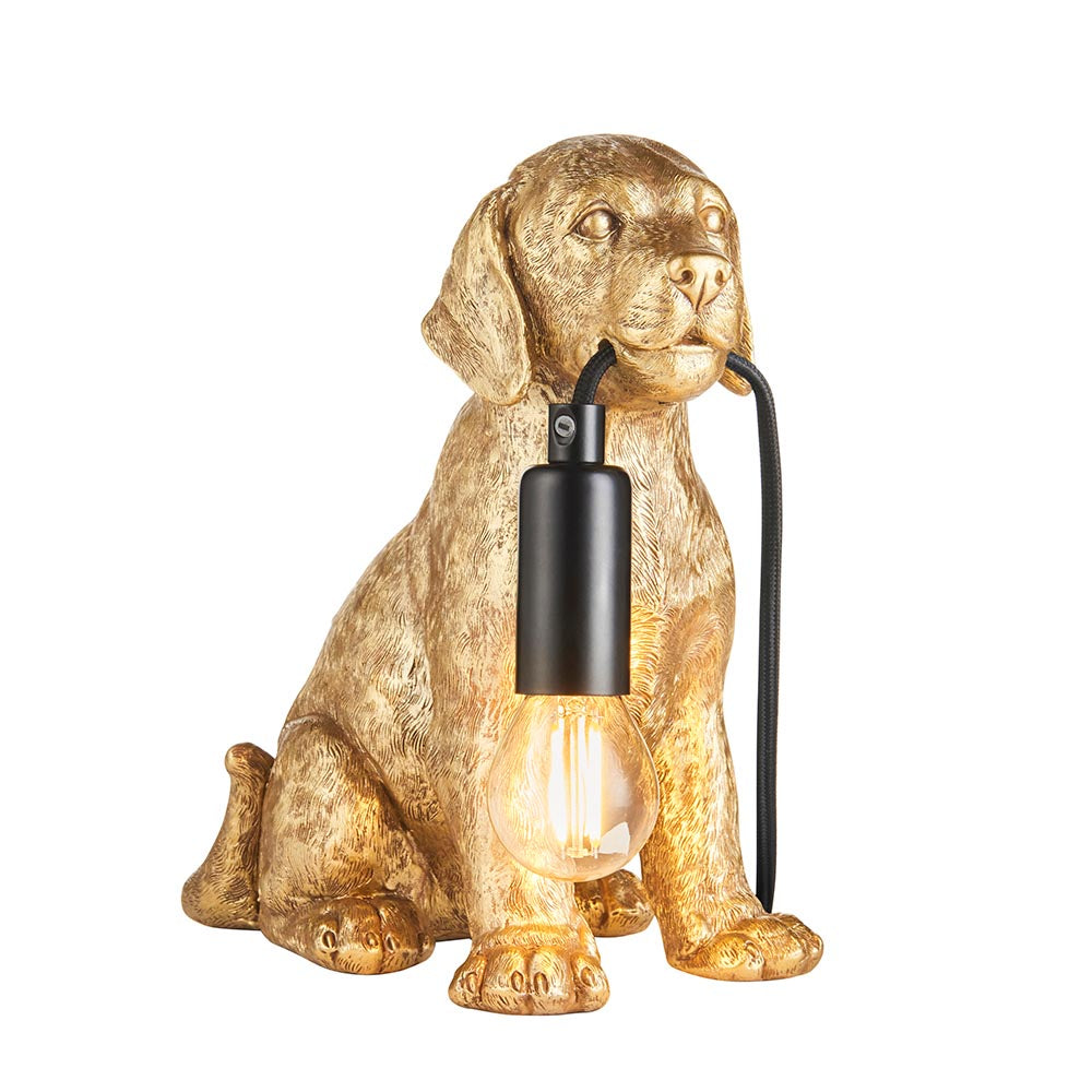 Labrador Puppy Table Vintage gold paint & matt black