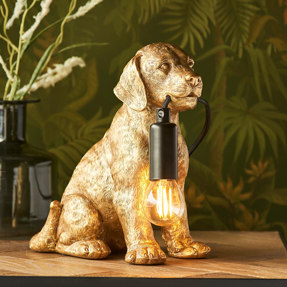 Labrador Puppy Table Vintage gold paint & matt black