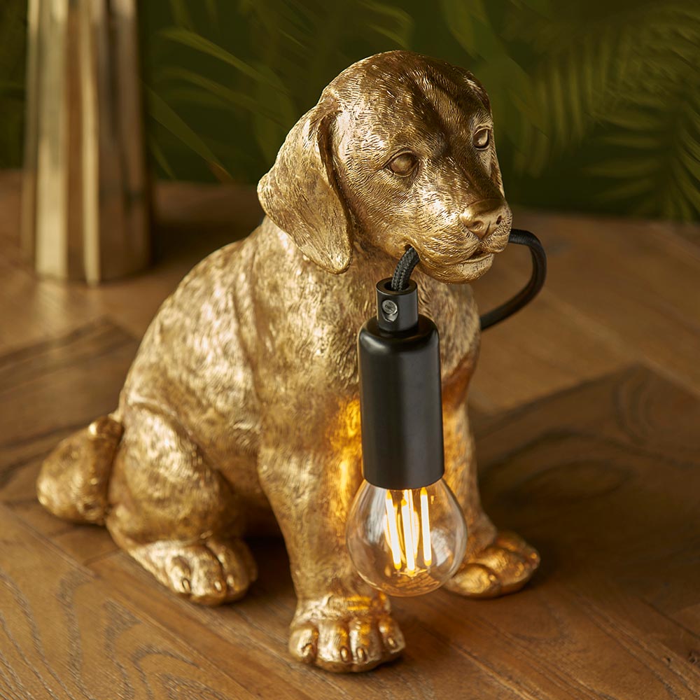 Labrador Puppy Table Vintage gold paint & matt black