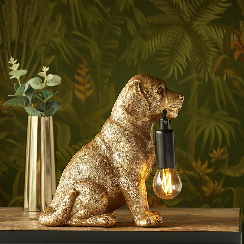 Labrador Puppy Table Vintage gold paint & matt black