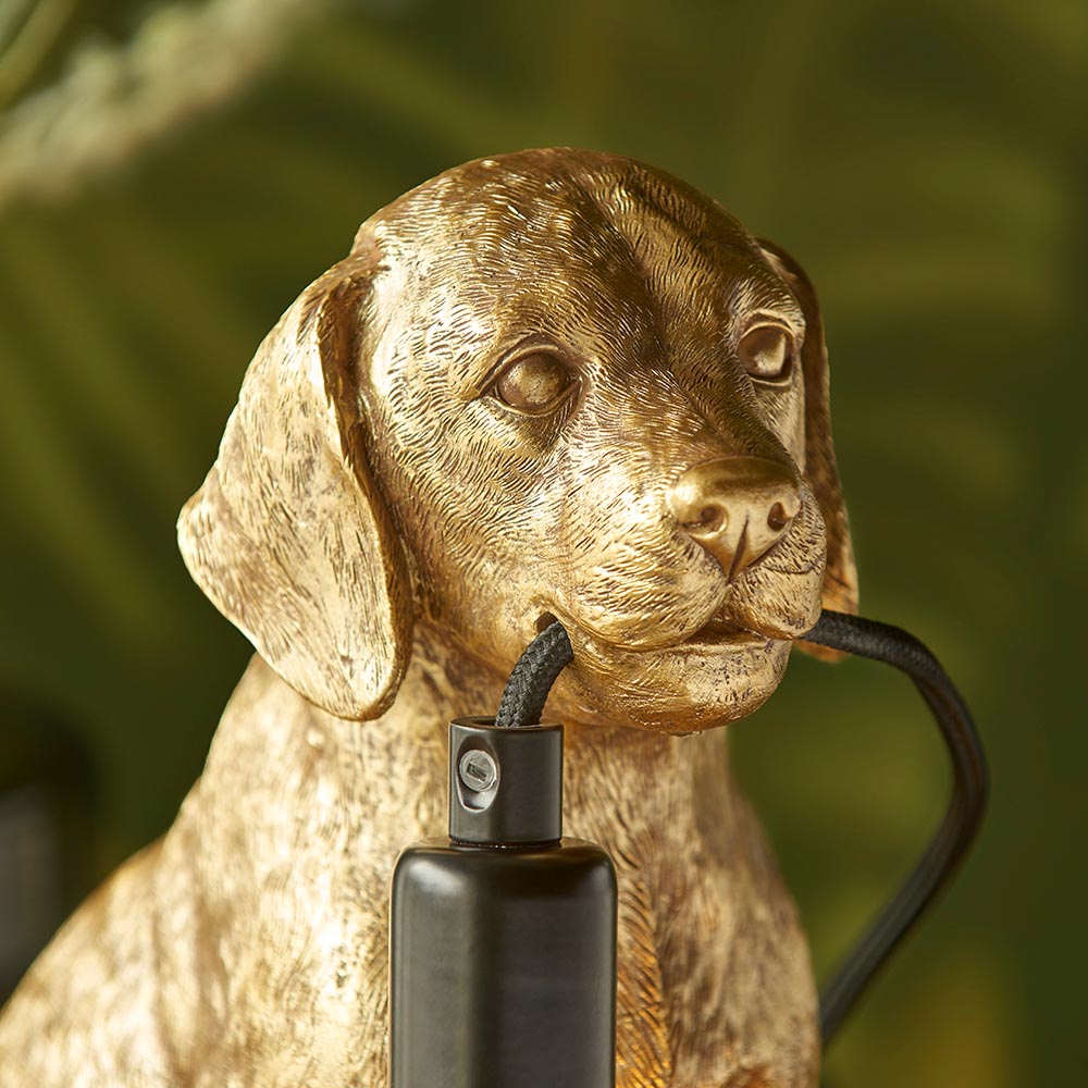 Labrador Puppy Table Vintage gold paint & matt black