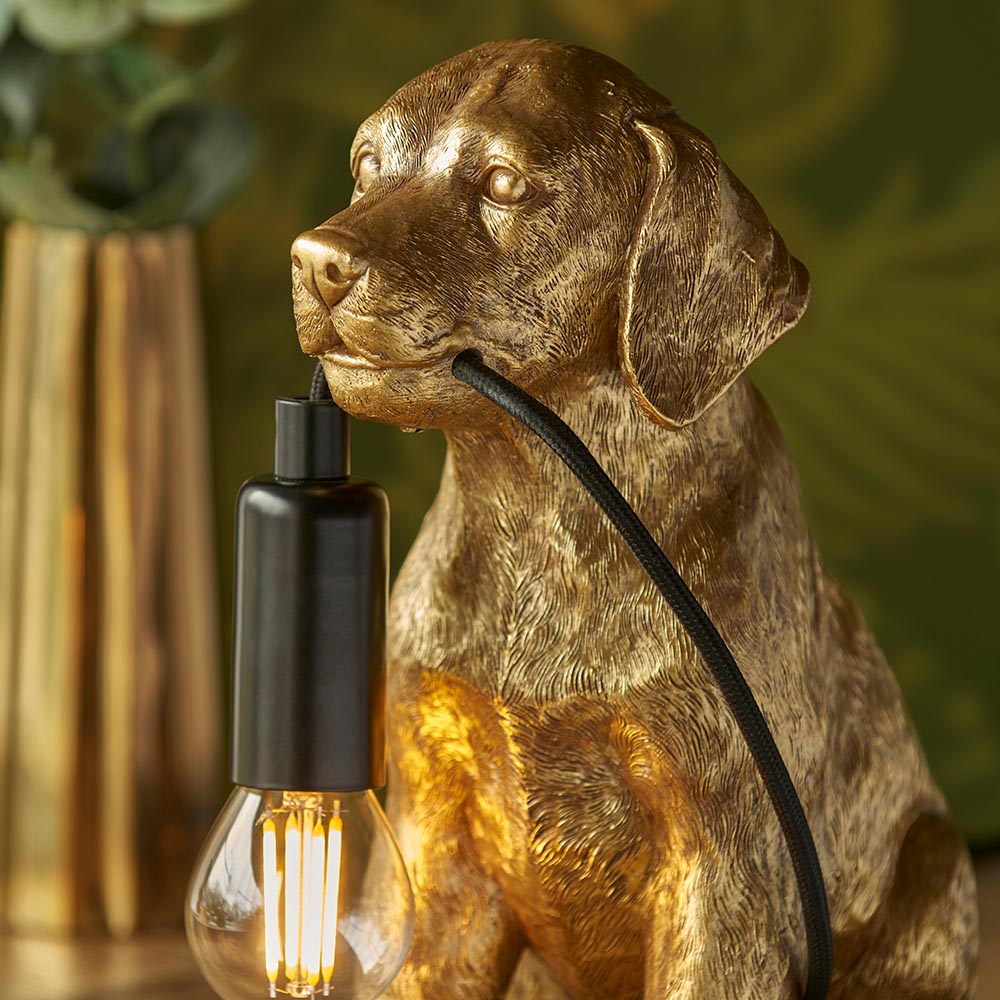 Labrador Puppy Table Vintage gold paint & matt black