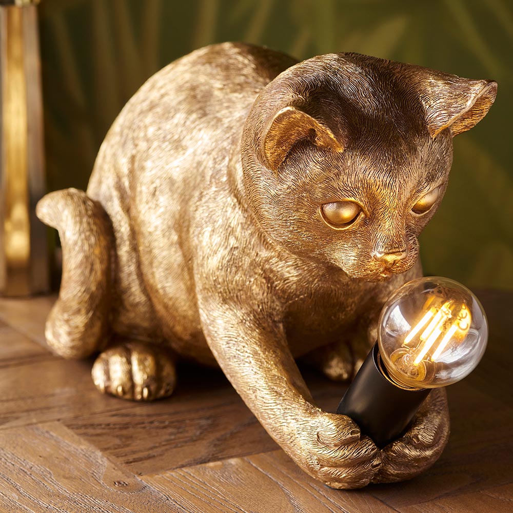 Kitten Table Vintage gold paint & matt black