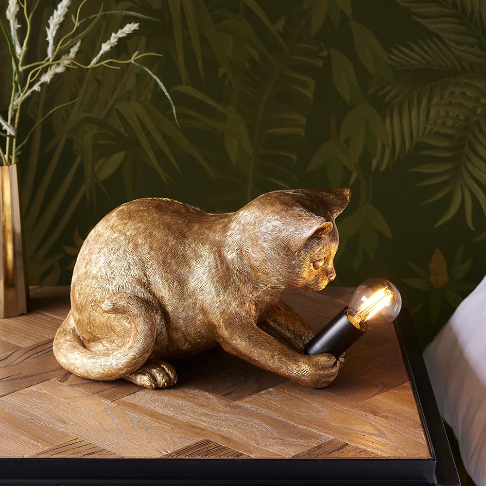 Kitten Table Vintage gold paint & matt black