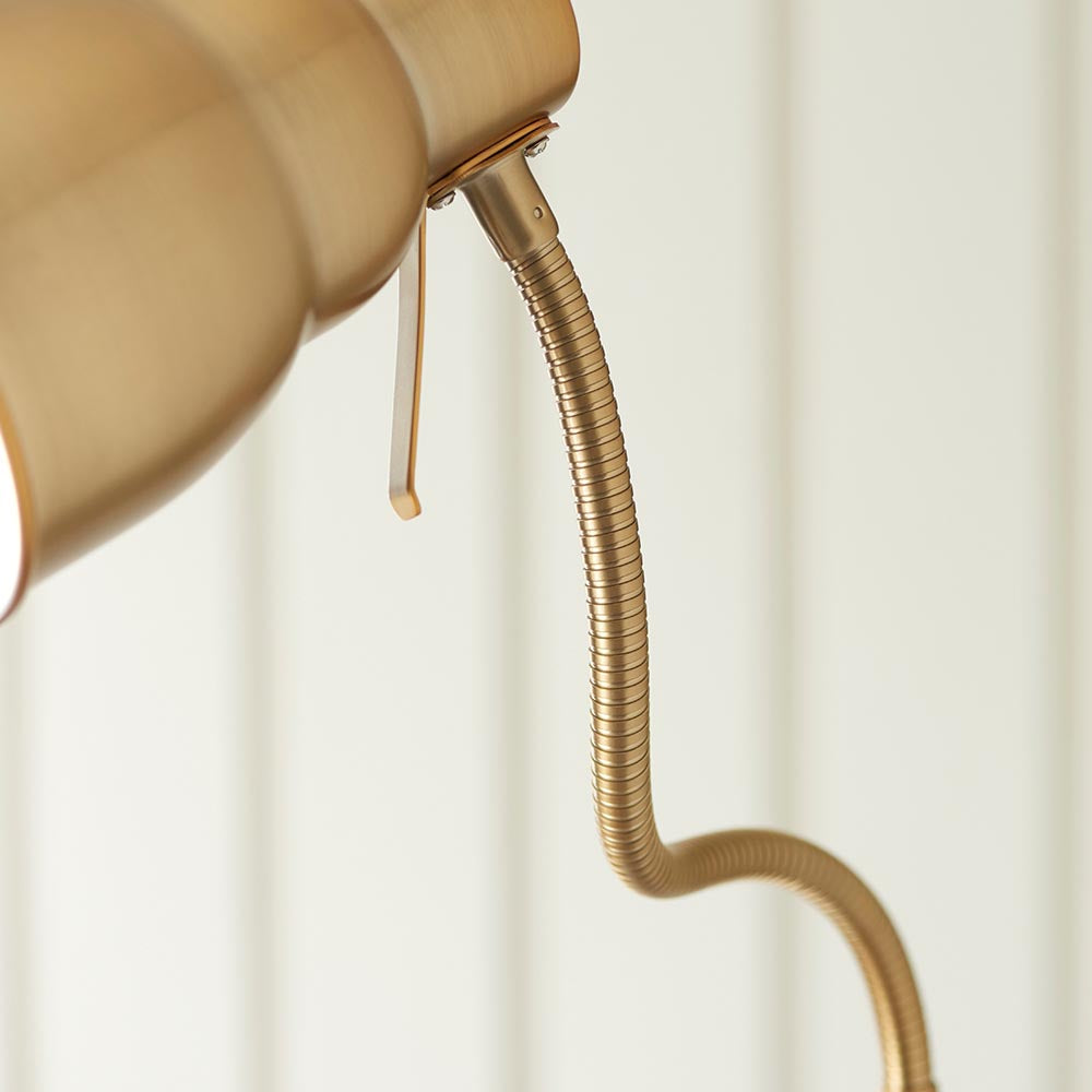 Classic Flexi Reader Floor Light - Brushed aged brass - Comet Lighting