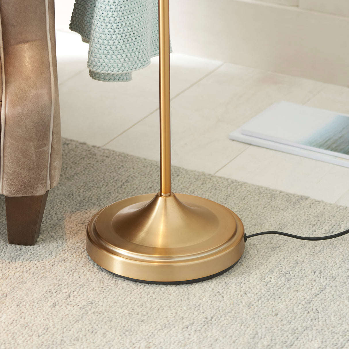 Classic Flexi Reader Floor Light - Brushed aged brass - Comet Lighting