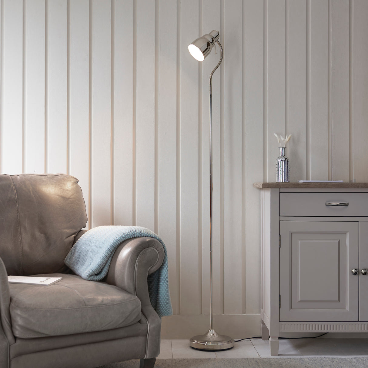 Classic Flexi Reader Floor Light - Bright nickel - Comet Lighting
