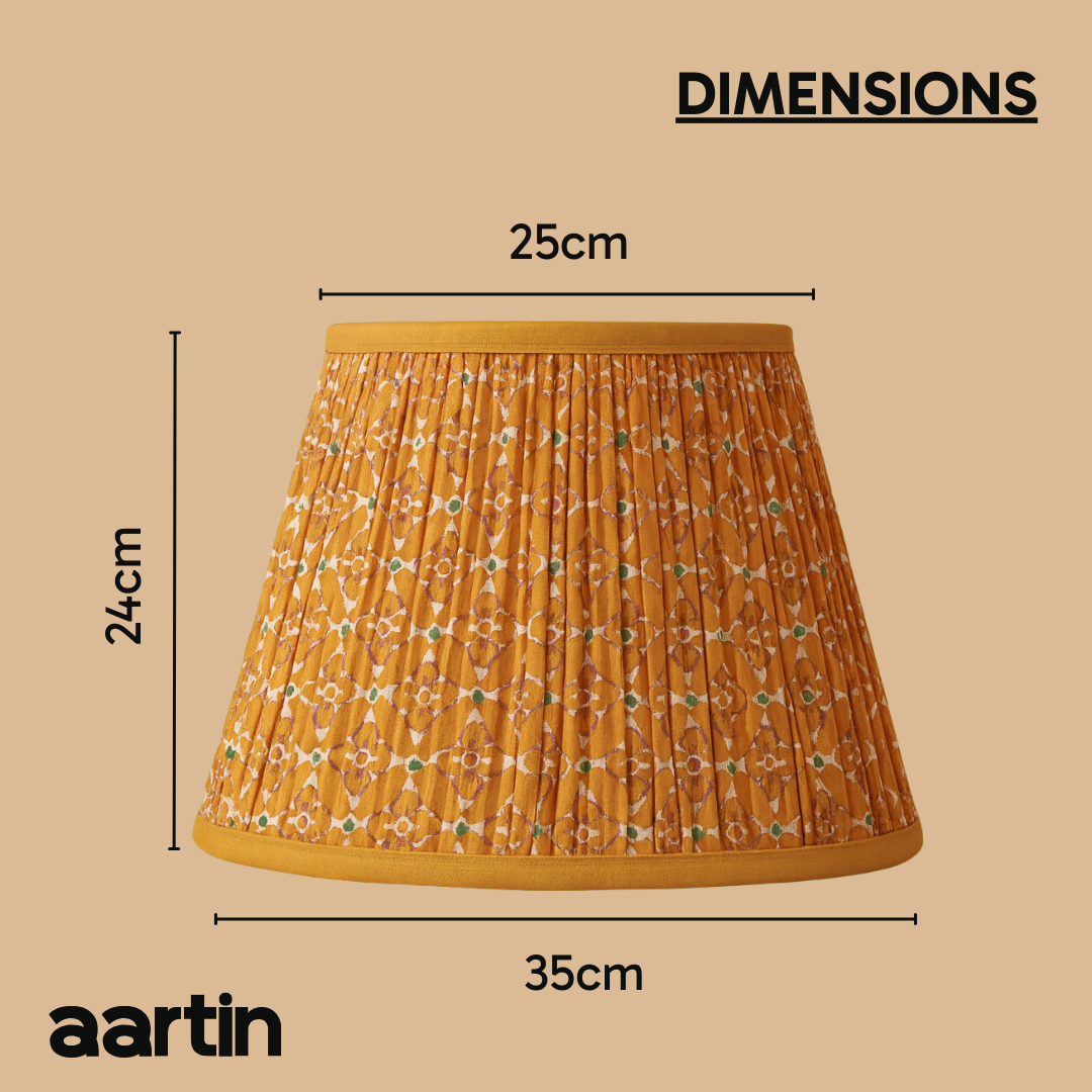 AARTIN 35 CM GOLDEN CIRCUIT STRAIGHT EMPIRE GATHERED LAMPSHADE IN COTTON