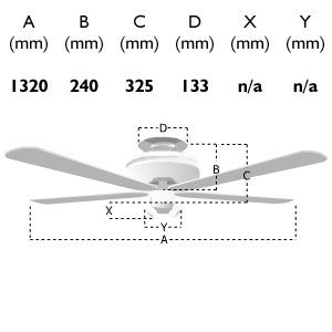 Classic 52'' Ceiling Fan without Light White