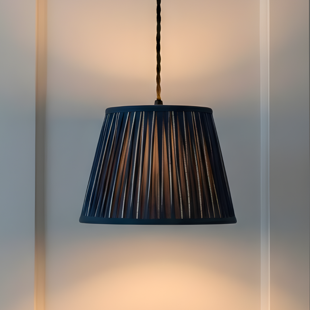 AARTIN 35 CM Blue & White Stripes Cotton Lampshade - Straight Empire ( Shade Only )