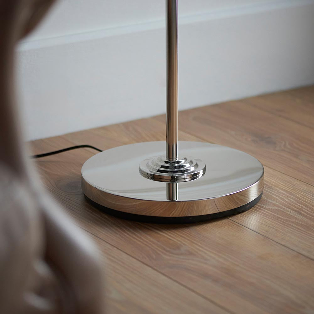 Highclere Single Floor Lamp - Brushed chrome - Comet Lighting