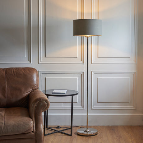 Highclere Single Floor Lamp - Bright Nickel - Comet Lighting