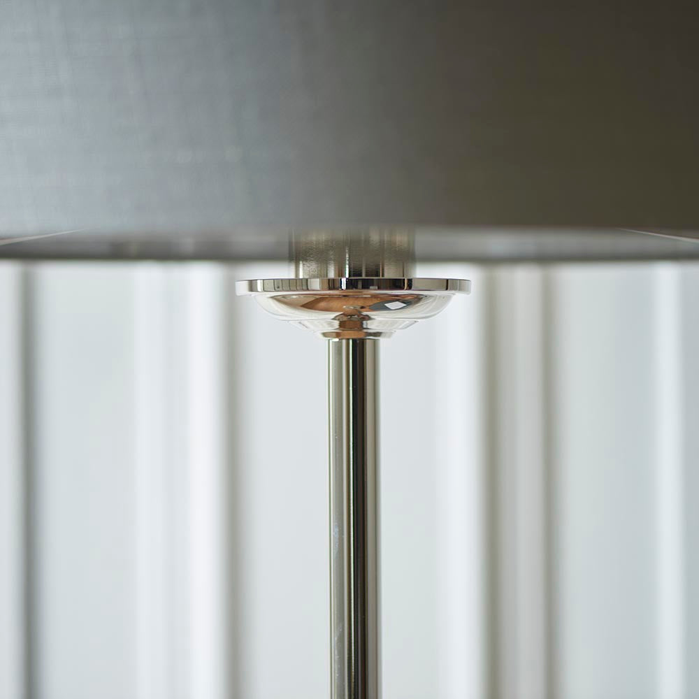 Highclere Single Floor Lamp - Bright Nickel - Comet Lighting