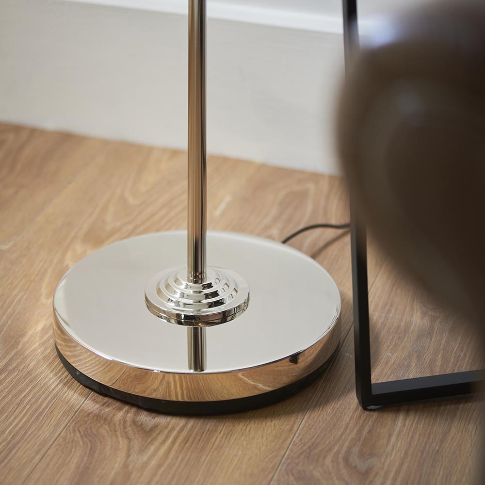 Highclere Single Floor Lamp - Bright Nickel - Comet Lighting