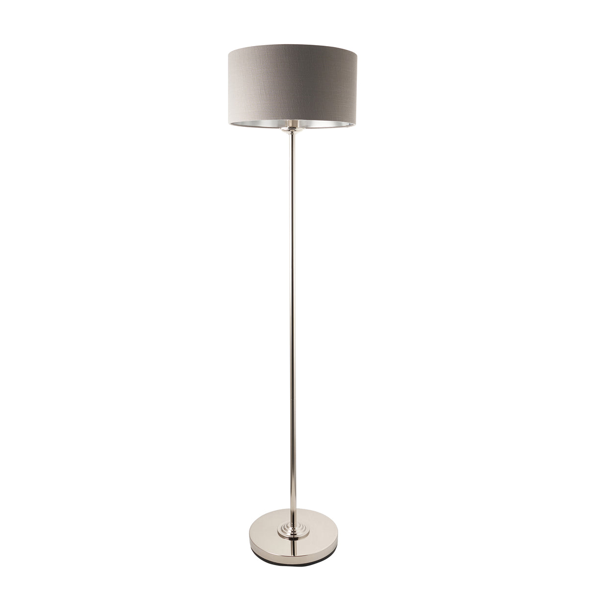 Highclere Single Floor Lamp - Bright Nickel - Comet Lighting