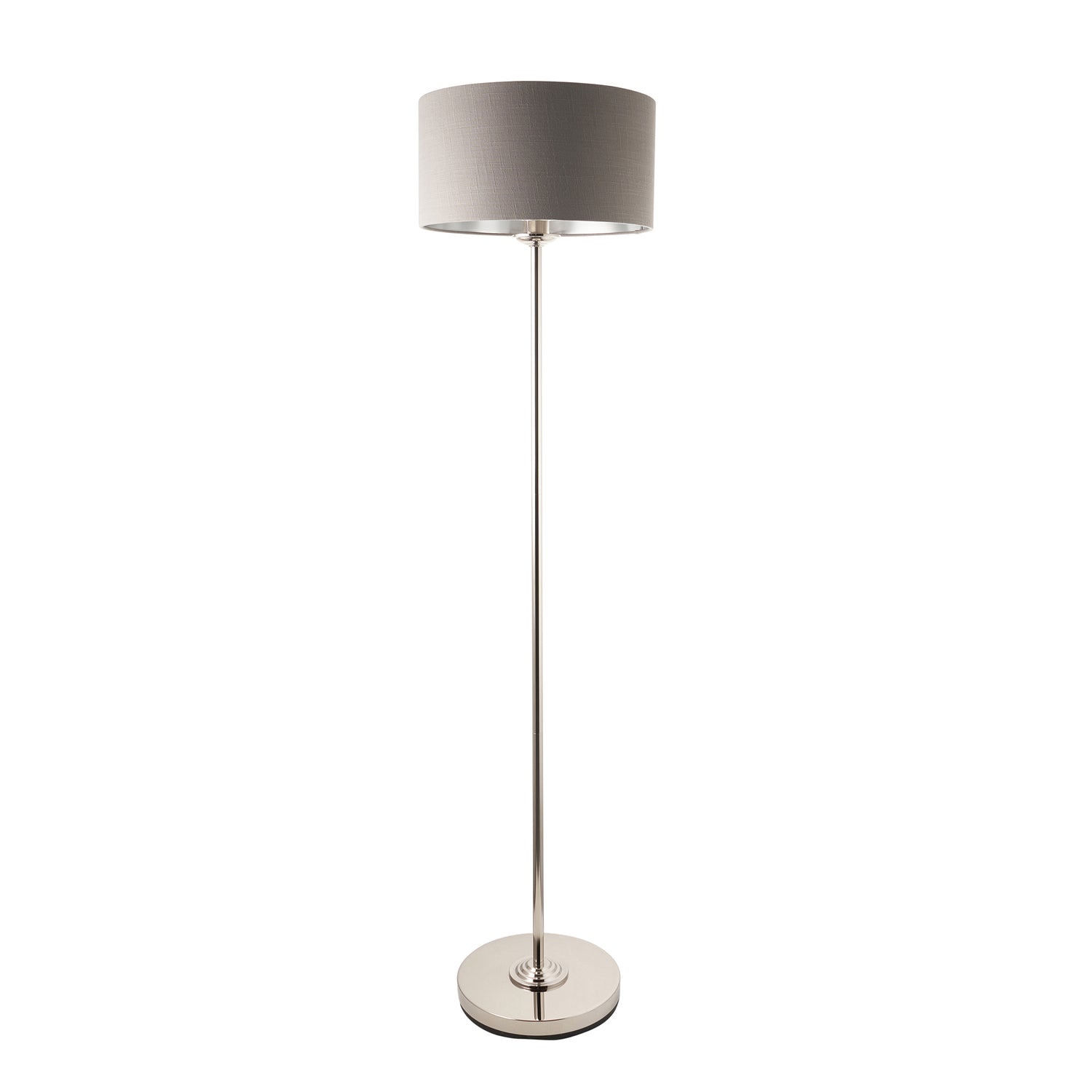 Highclere Single Floor Lamp - Bright Nickel - Comet Lighting
