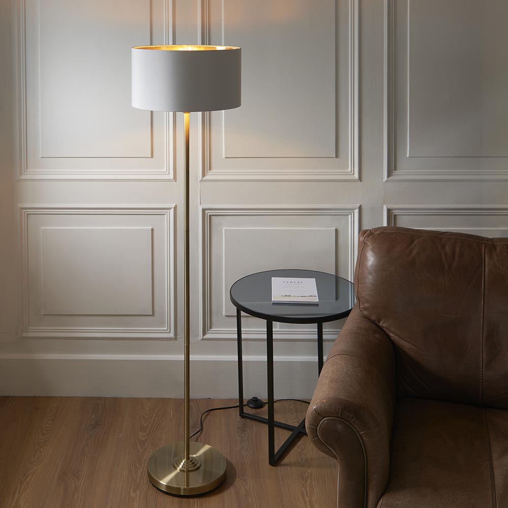 Highclere Single Floor Lamp - Antique Brass - Comet Lighting