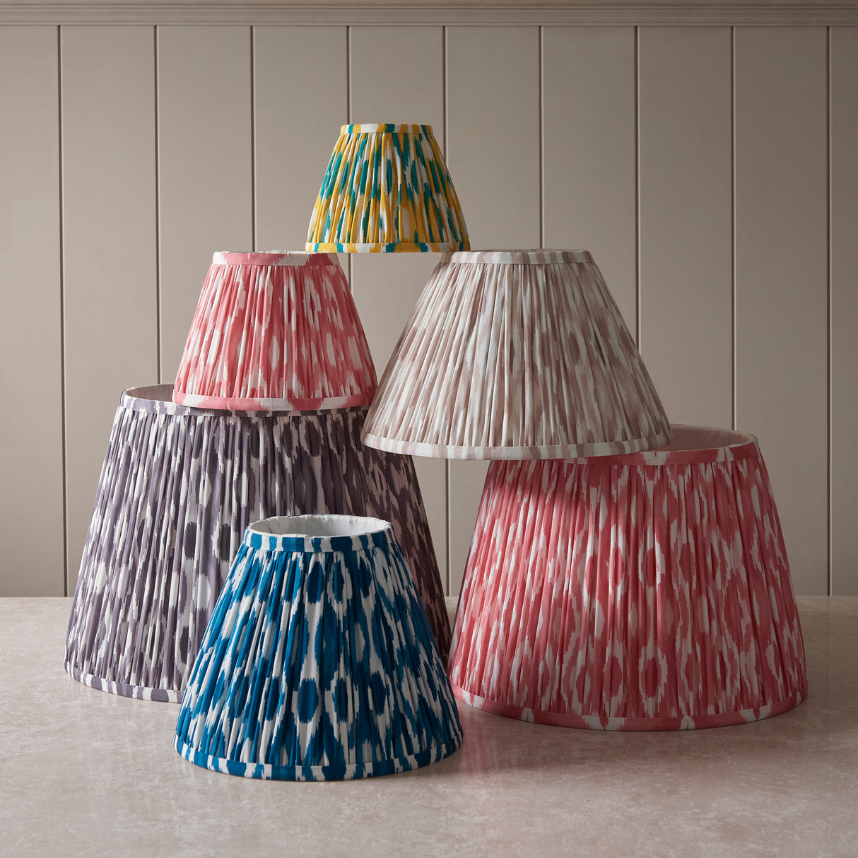 Ikat 40cm Tapered Shade - Marlin Blue Ikat Lamp Shade