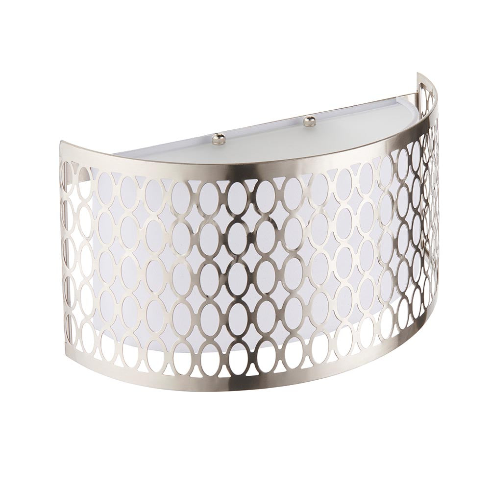Cordero 2lt Wall Satin nickel plate, white fabric & frosted glass