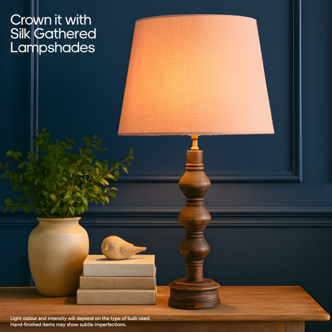 AARTIN JUNO TABLE LAMP IN WOOD WITH DARK NATURAL WOOD FINISH (BASE ONLY)