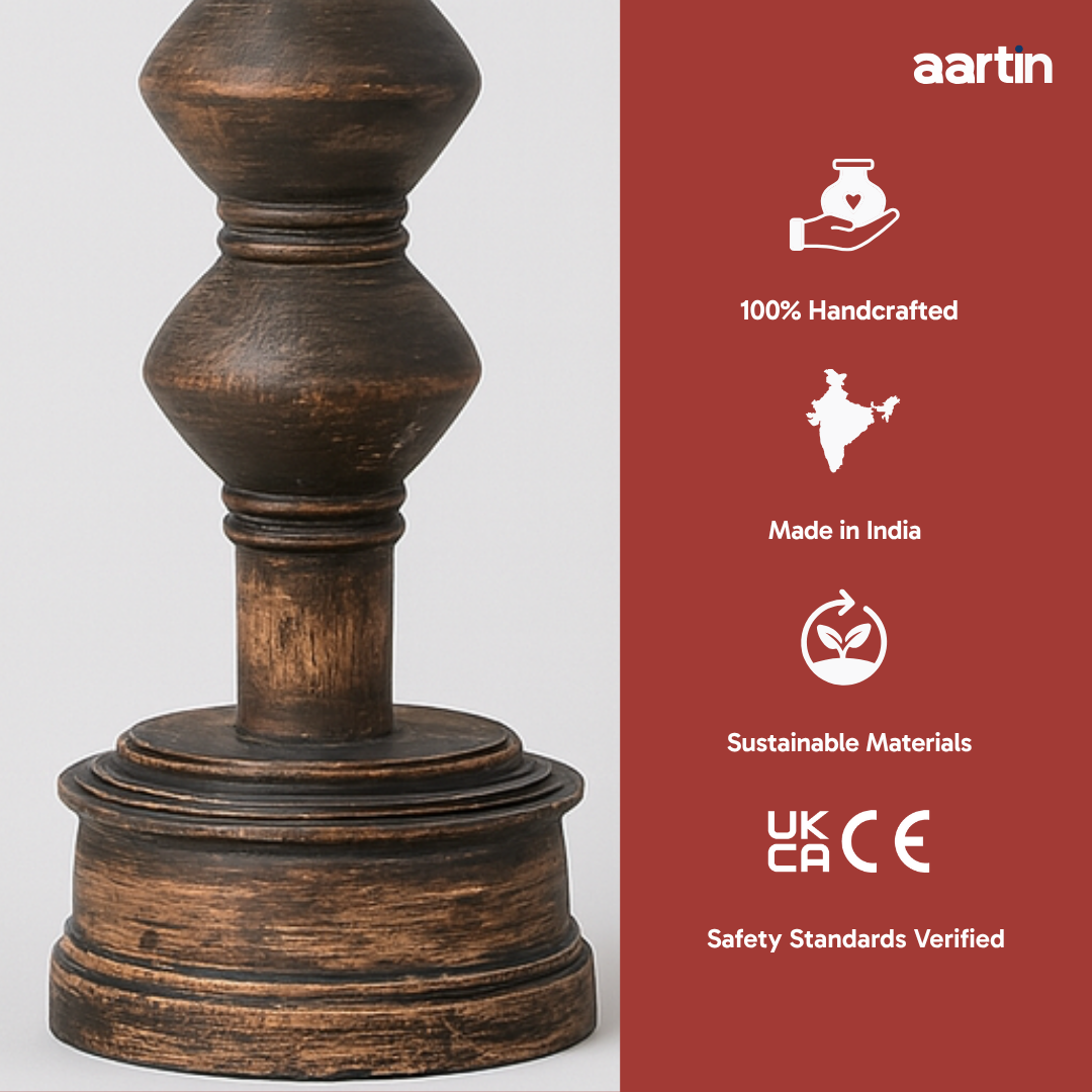 AARTIN JUNO TABLE LAMP IN WOOD WITH DARK NATURAL WOOD FINISH (BASE ONLY)