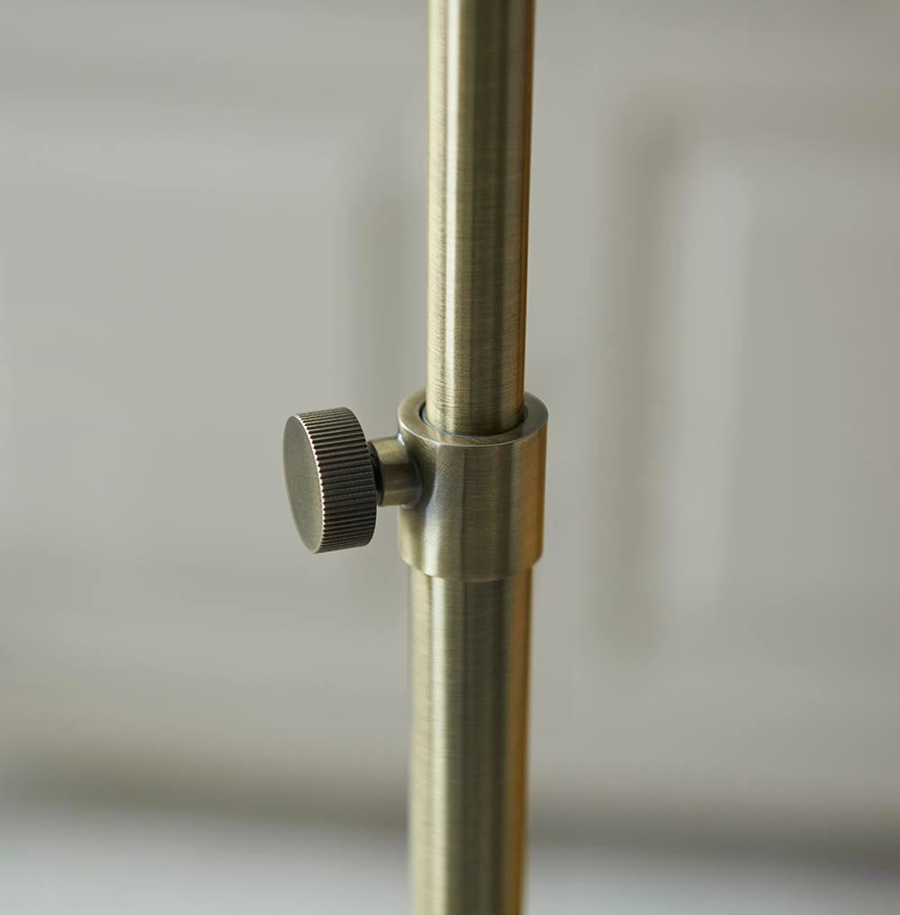 Pharmacy Reader Floor Light - Gloss opal glass - Antique brass finish - Comet Lighting