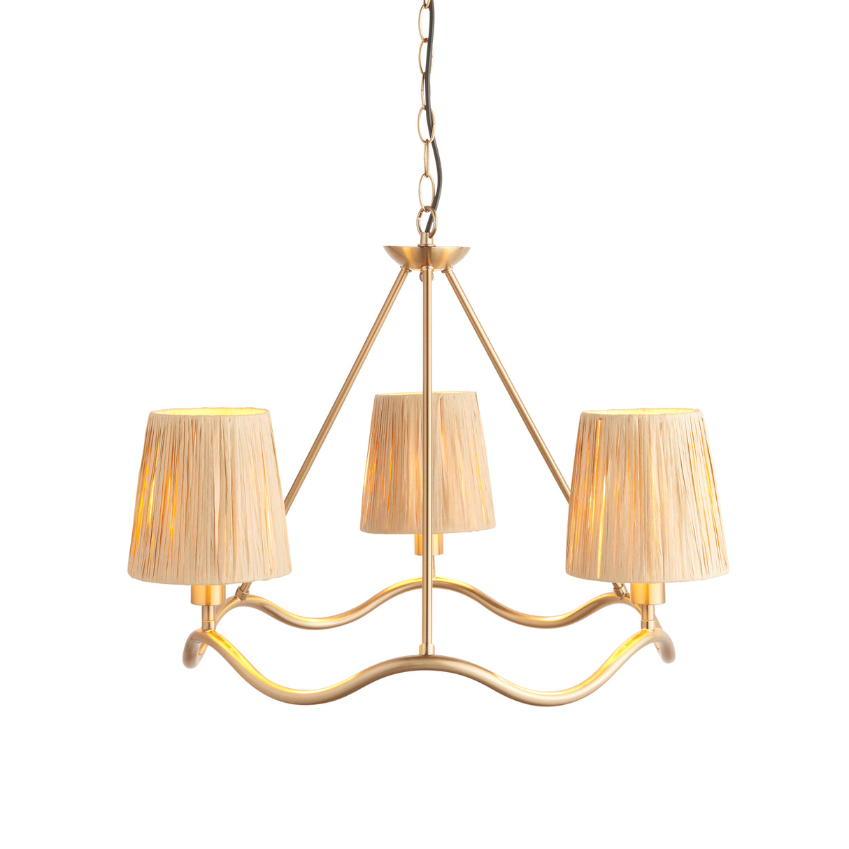 Wriggle 3lt Pendant Light - Brushed aged brass - Comet Lighting