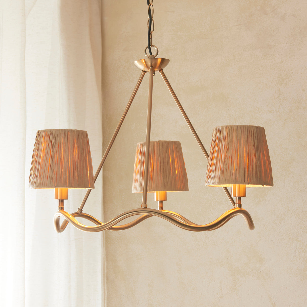 Wriggle 3lt Pendant Light - Brushed aged brass - Comet Lighting